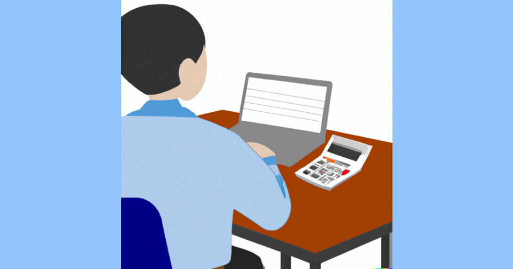 Person assessing their financial readiness for homeownership with calculator, documents, and laptop on a desk.